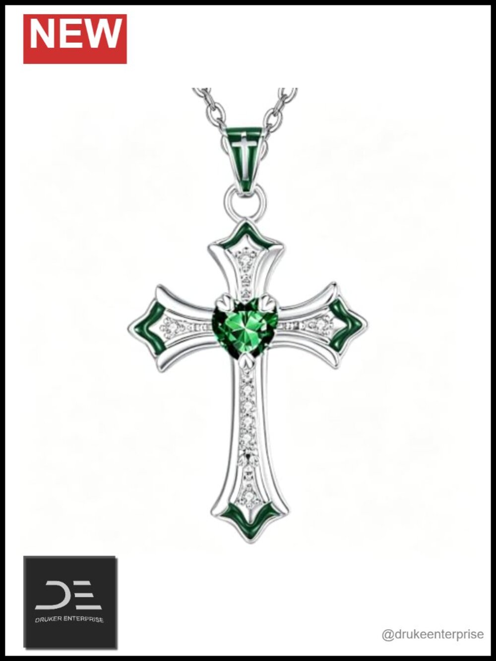 14K Gold Plated Cubic Zirconia Cross Pendant Necklace Christian Gift for Women